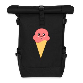 Eis Eiscreme Erdbeereis - Rolltop Rucksack - Schwarz - Vorne