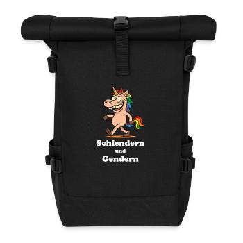 Schlender und Gendern - Rolltop Rucksack - Schwarz - Vorne