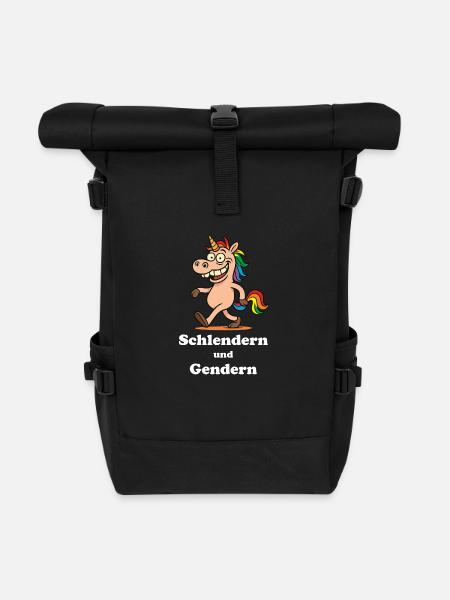 Schlender und Gendern - Rolltop Rucksack - Schwarz