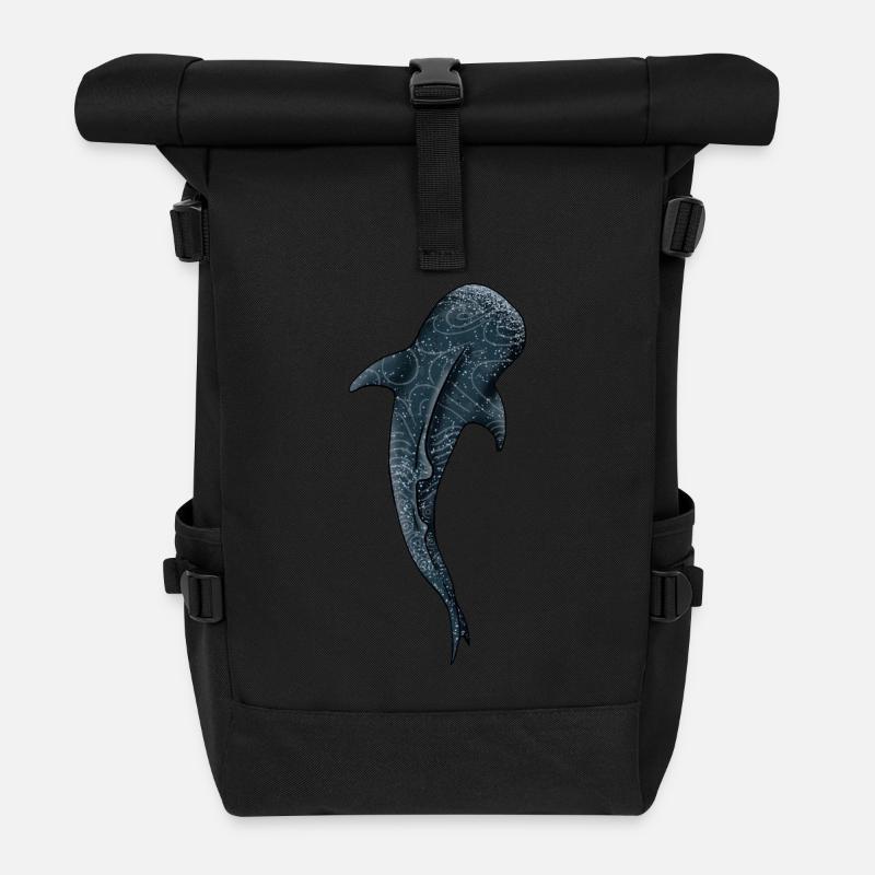 Aquarell Walhai - Rolltop Rucksack - Schwarz