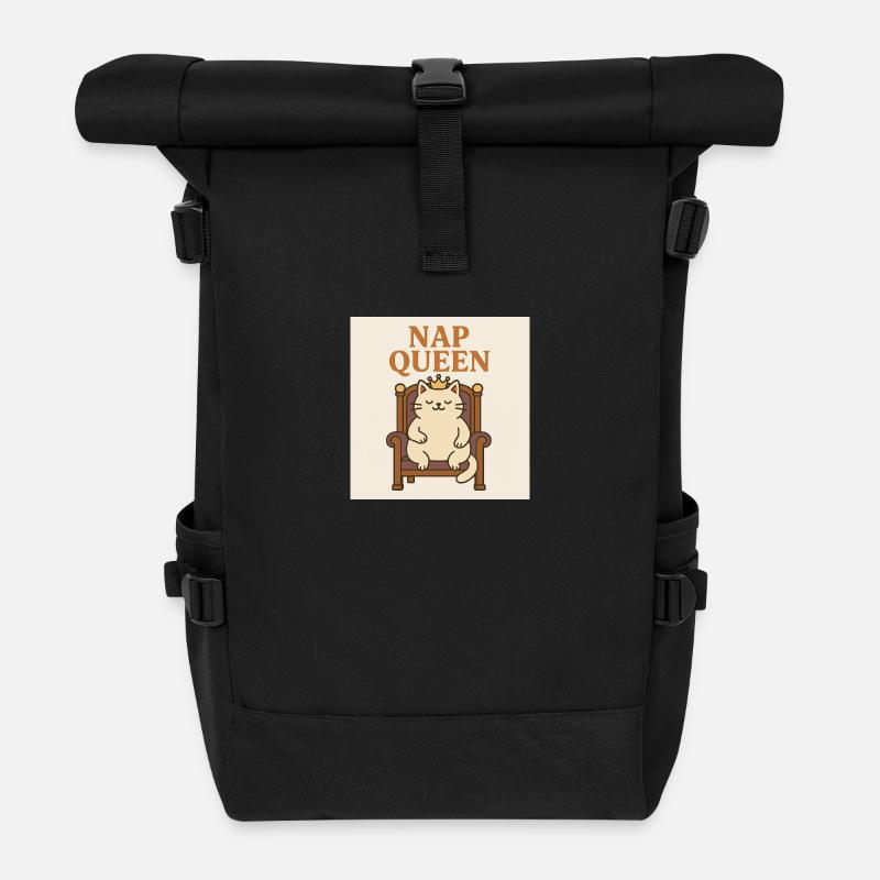 Nap Queen - Roll Top Backpack - black