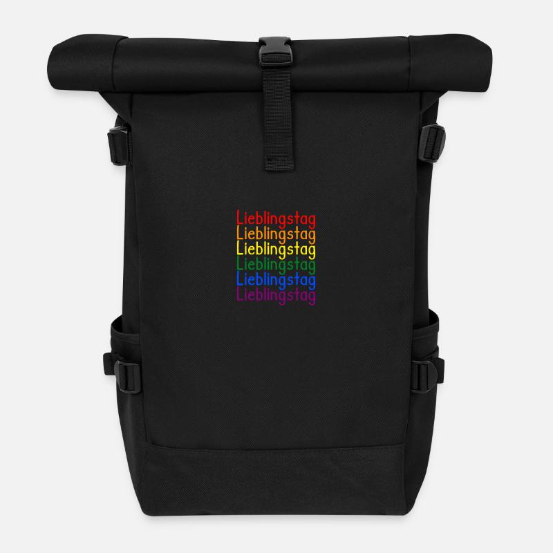 Lieblingstag Regenbogen - Rolltop Rucksack - Schwarz