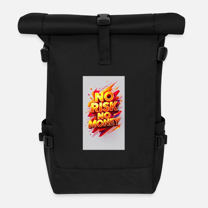 No Risk, No Money - Roll Top Backpack - black