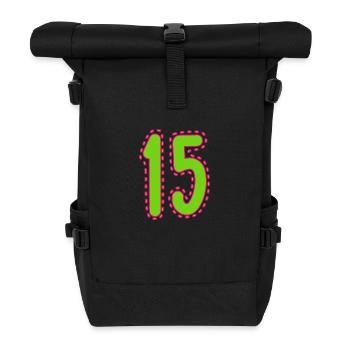 15. 15 JAHRE. 15. JAHRESTAG. 15-JÄHRIGES JUBILÄUM. - Rolltop Rucksack - Schwarz - Vorne