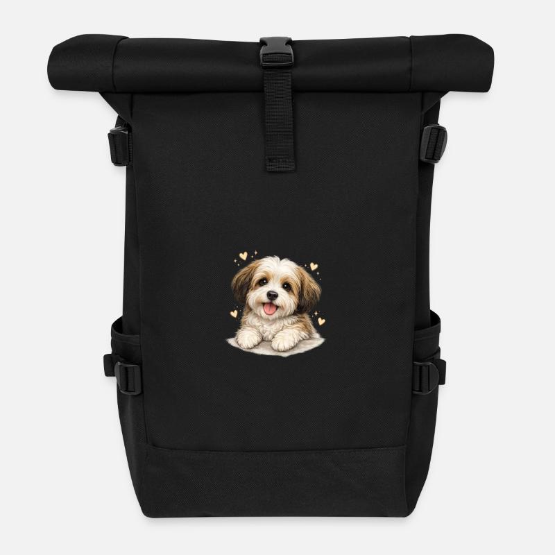 Tender puppy with heart - Roll Top Backpack - black