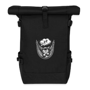 Cute sleeping kitten - Roll Top Backpack - black - Front