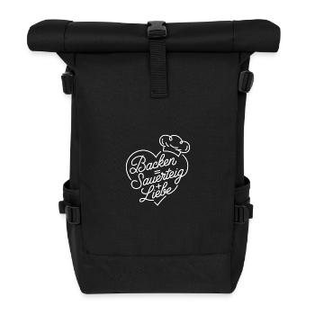 Backen mit Sauerteig und Liebe - Rolltop Rucksack - Schwarz - Vorne