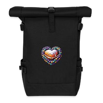 Herz aus Zuckerperlen mit Gebäck - Rolltop Rucksack - Schwarz - Vorne