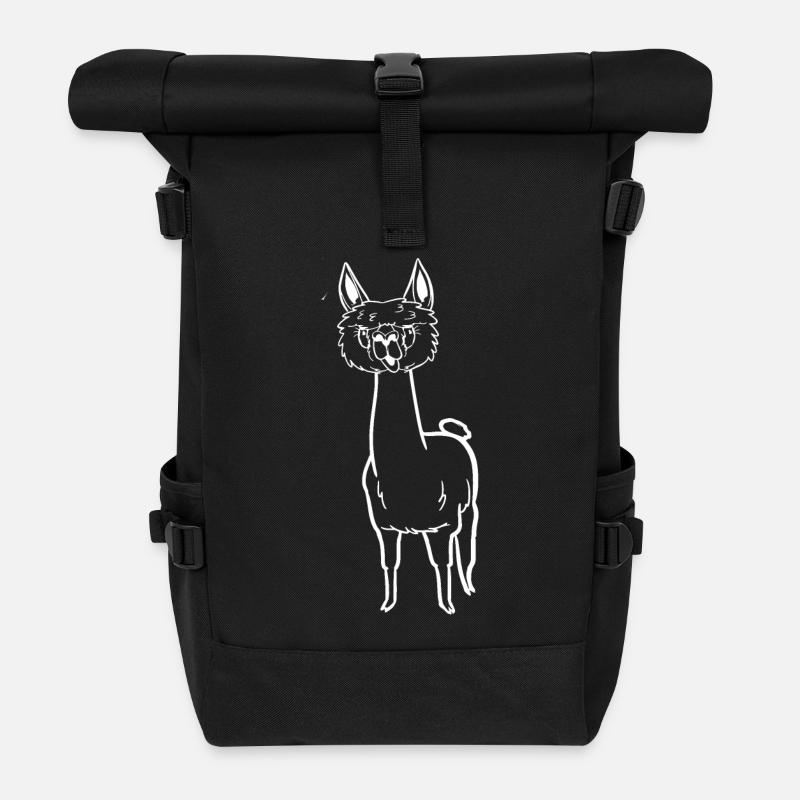 Witziges Comic-Alpaka - Rolltop Rucksack - Schwarz