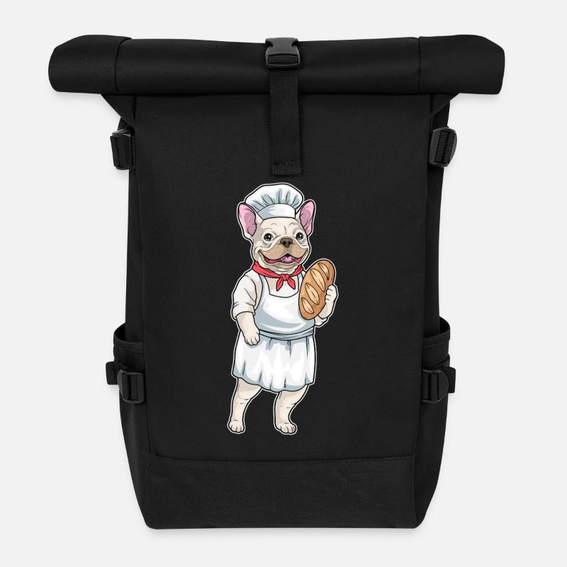 Französische Bulldogge Bäcker Brot - Rolltop Rucksack - Schwarz