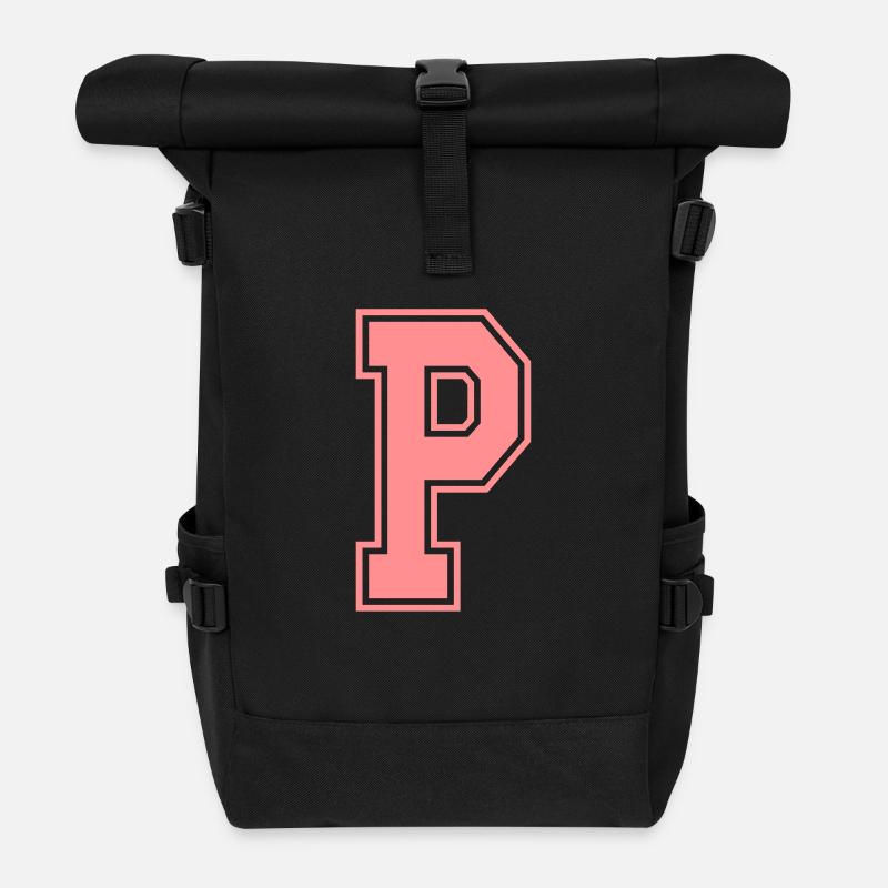 Buchstabe P - Rolltop Rucksack - Schwarz