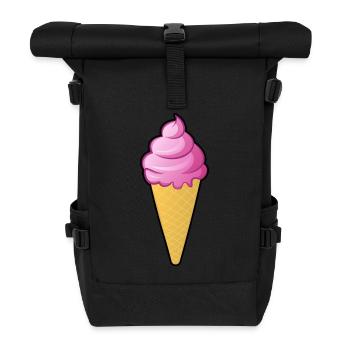 Himbeeren Eis Kostüme Eiscreme Himbeereis Eistüte - Rolltop Rucksack - Schwarz - Vorne