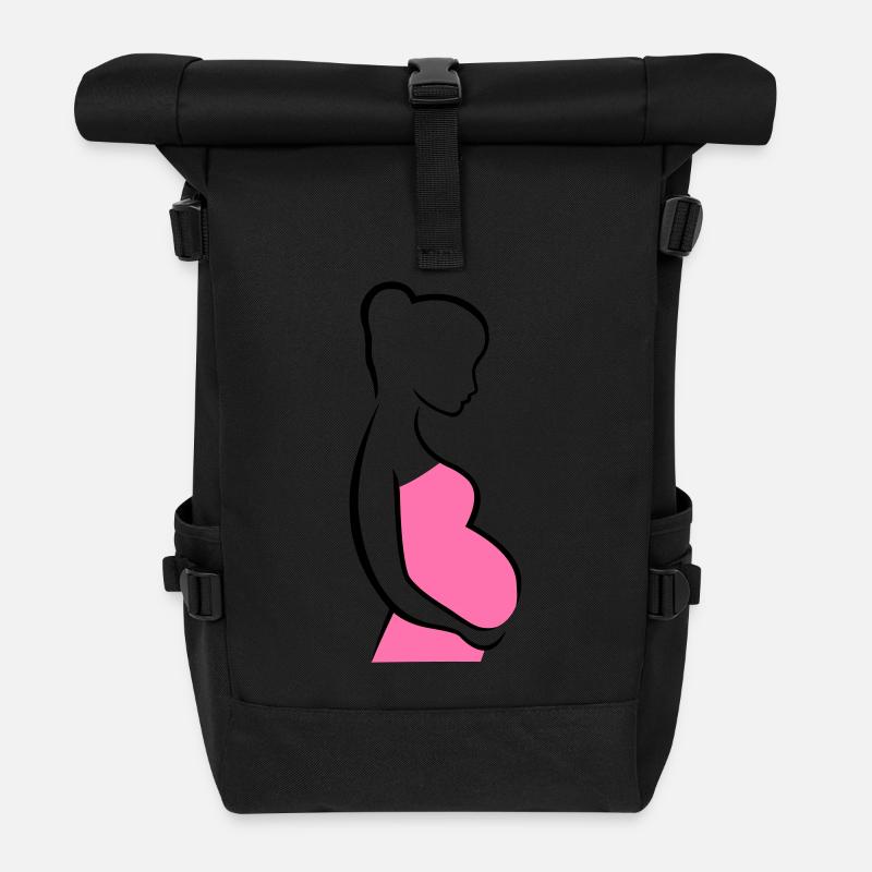 Schwangere Silhouette - Rolltop Rucksack - Schwarz