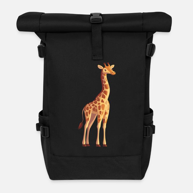 Giraffe - Roll Top Backpack - black