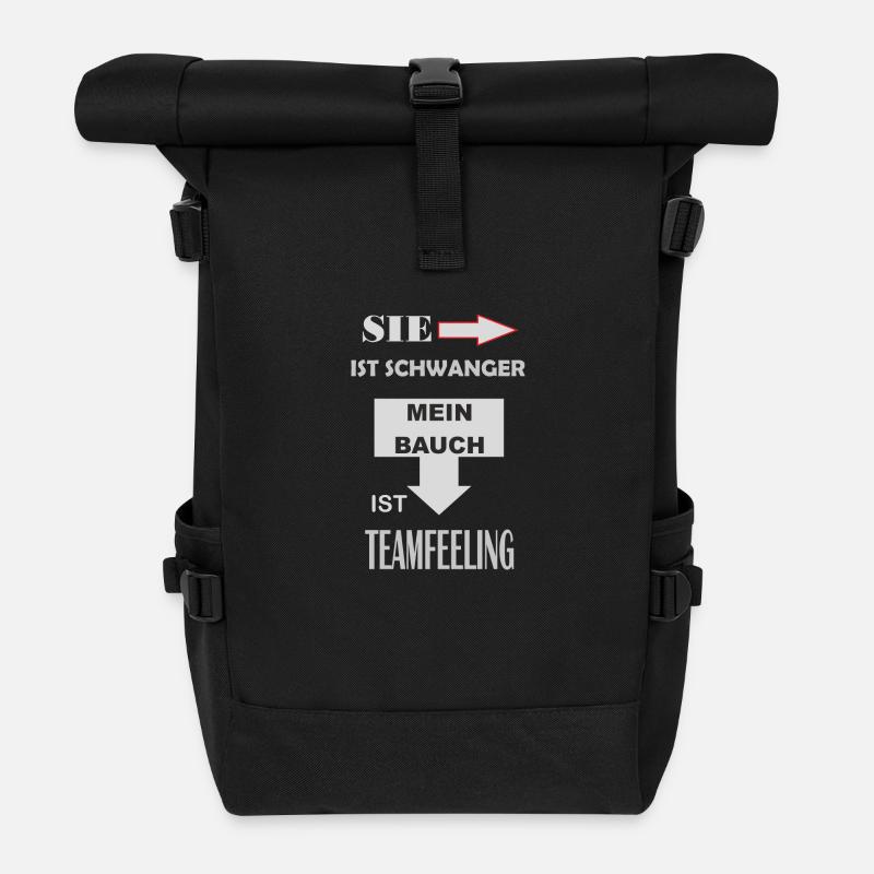 schwanger teamfeeling vater werden - Rolltop Rucksack - Schwarz