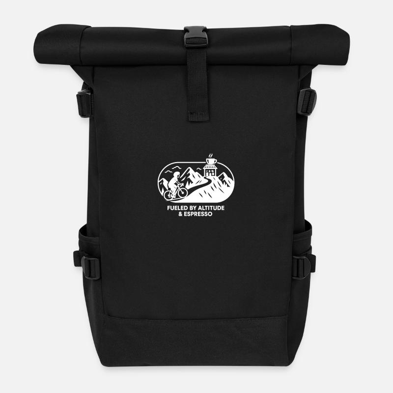 Vélo de route et espresso – Voler haut avec style - Sac à dos roll top - noir