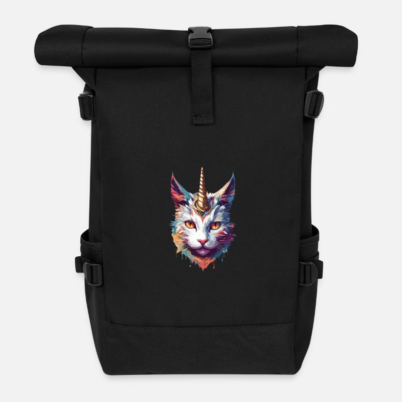 Collection chat licorne 1 - Sac à dos roll top - noir