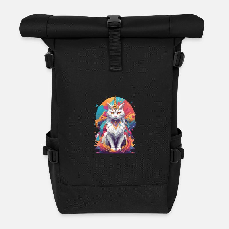 Collection chat licorne 4 - Sac à dos roll top - noir