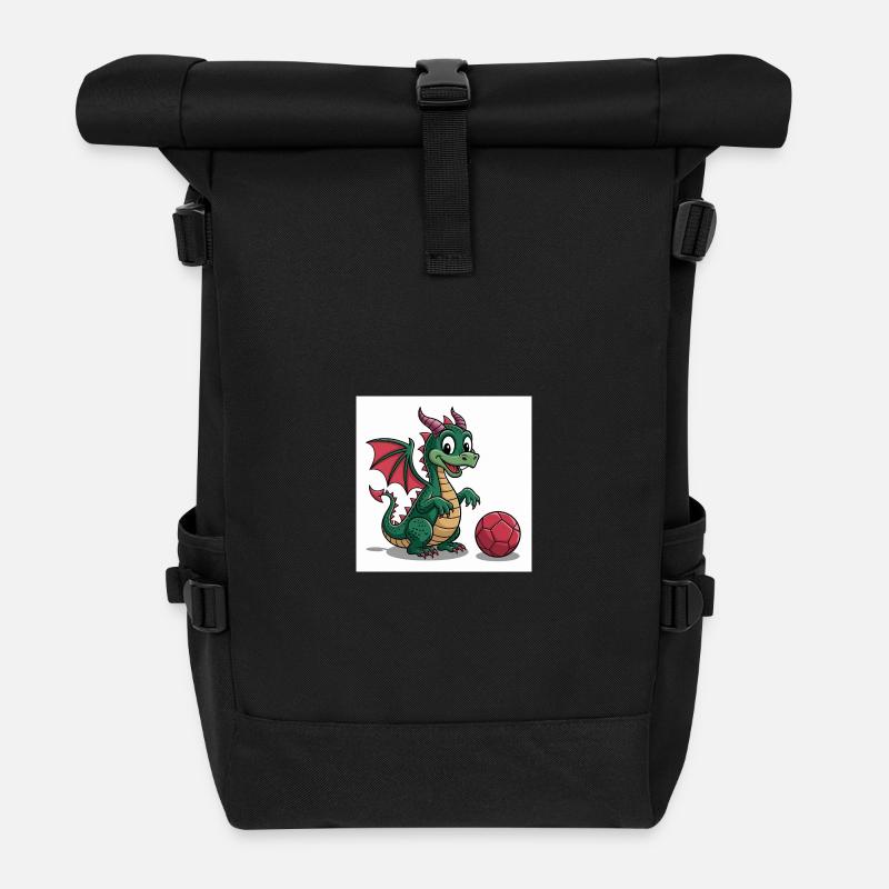 Grüner Drachenball Freund - Rolltop Rucksack - Schwarz