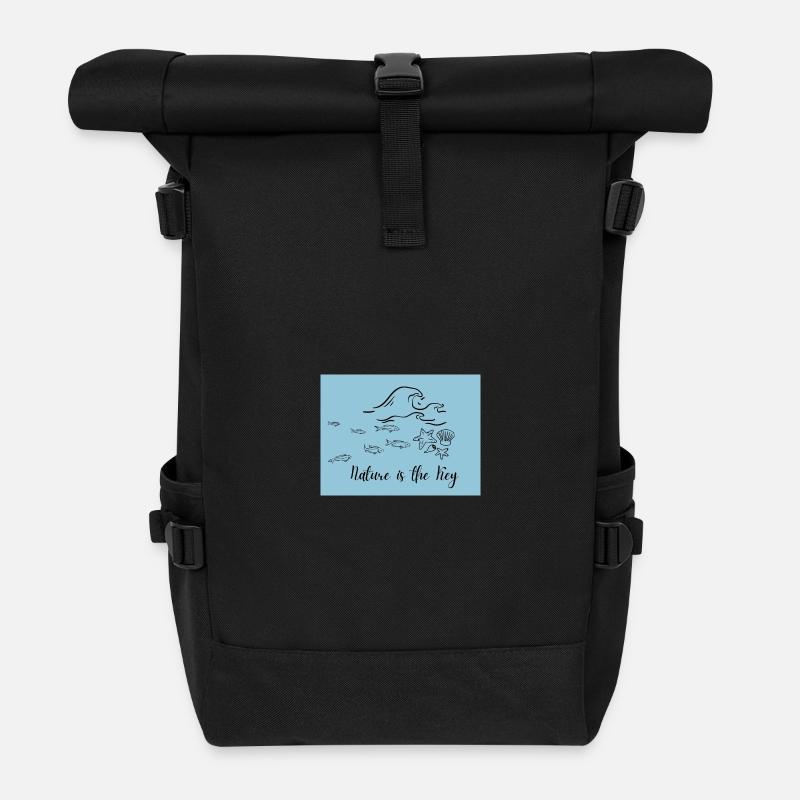 Nature is the key - Roll Top Backpack - black