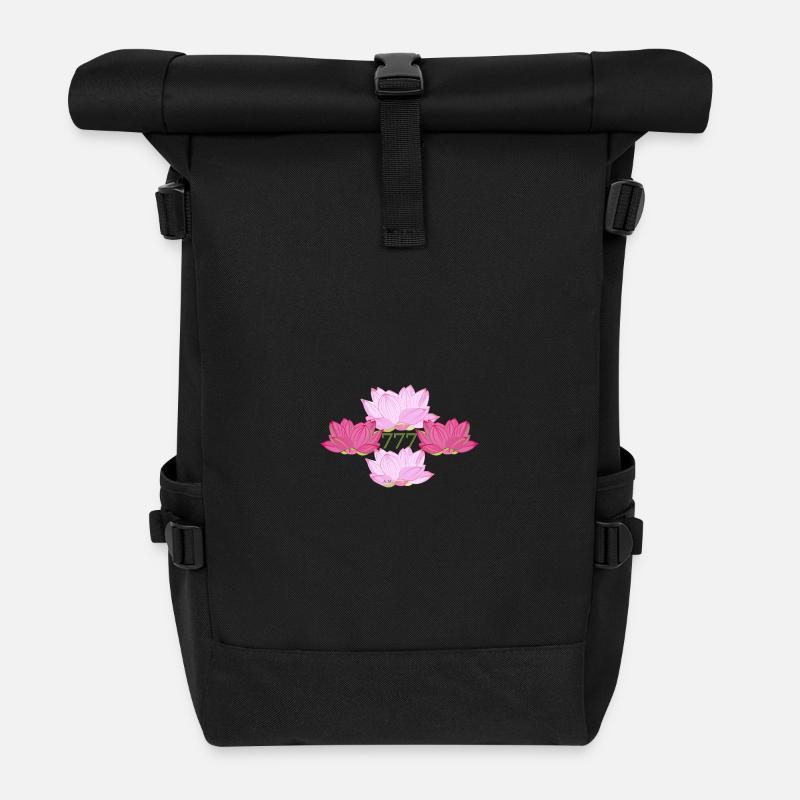 Spirituelle Lotus 777 Engel-Nummer - Rolltop Rucksack - Schwarz