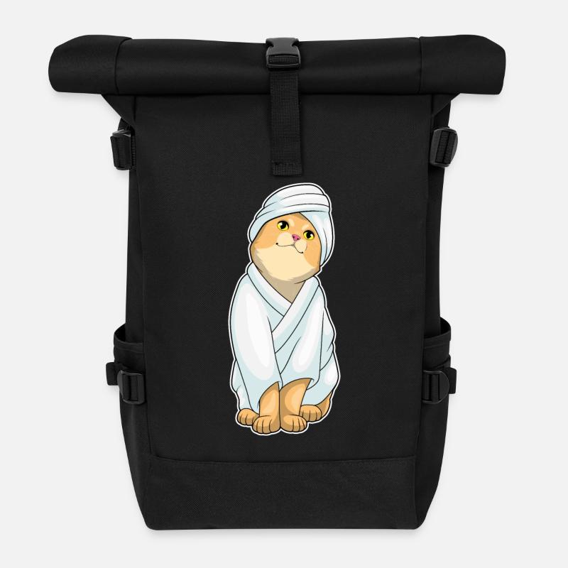 Katze Baden Bademantel - Rolltop Rucksack - Schwarz