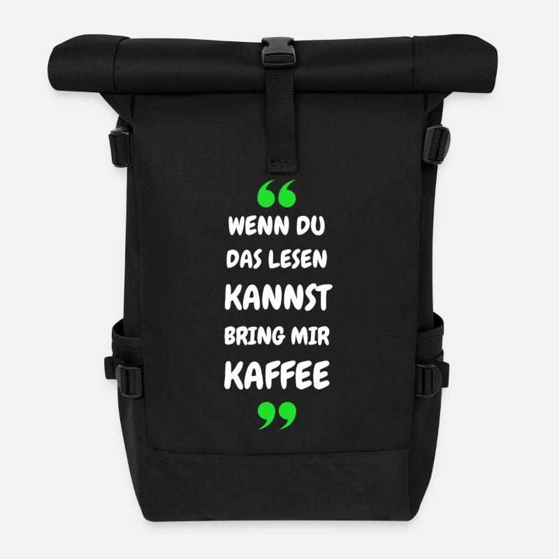 Wenn du das lesen kannst bring mir Kaffee - Rolltop Rucksack - Schwarz