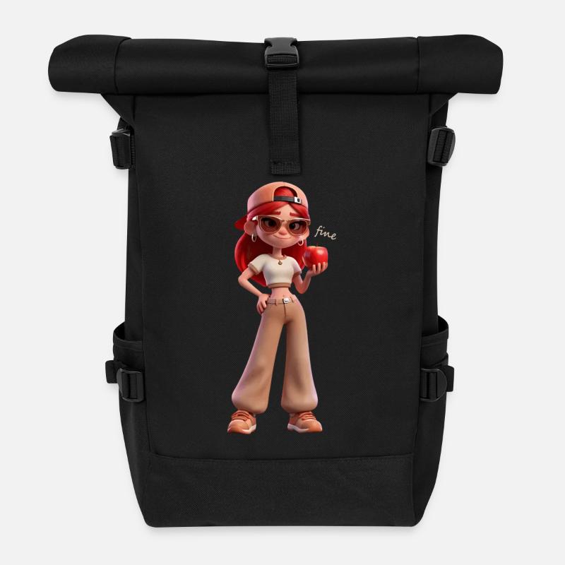 Apfelheldin Streetwear Avatar - Rolltop Rucksack - Schwarz