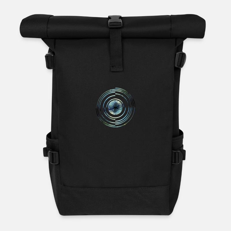 Space Circle Blue AllroundDesigns - Roll Top Backpack - black