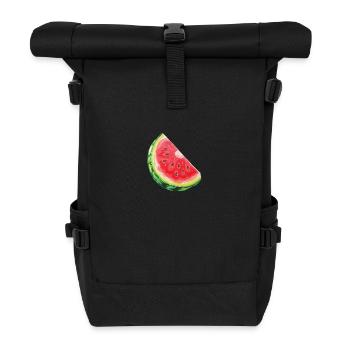 Watermelon slice quenching thirst - Roll Top Backpack - black - Front