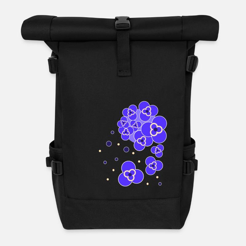 Lavendelviolett Blütenkonstellation - Rolltop Rucksack - Schwarz