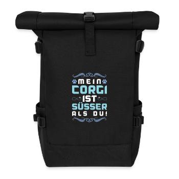 corgi hund spruch - Rolltop Rucksack - Schwarz - Vorne