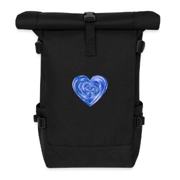 Glaenzendes Herz blau - Rolltop Rucksack - Schwarz - Vorne