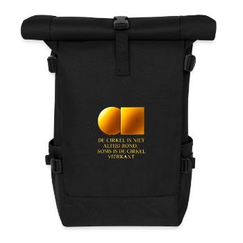 Goldener Kreis vs. quadratisches Design - Rolltop Rucksack - Schwarz - Vorne
