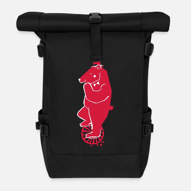 Einradbaer von grafitiny - Rolltop Rucksack - Schwarz