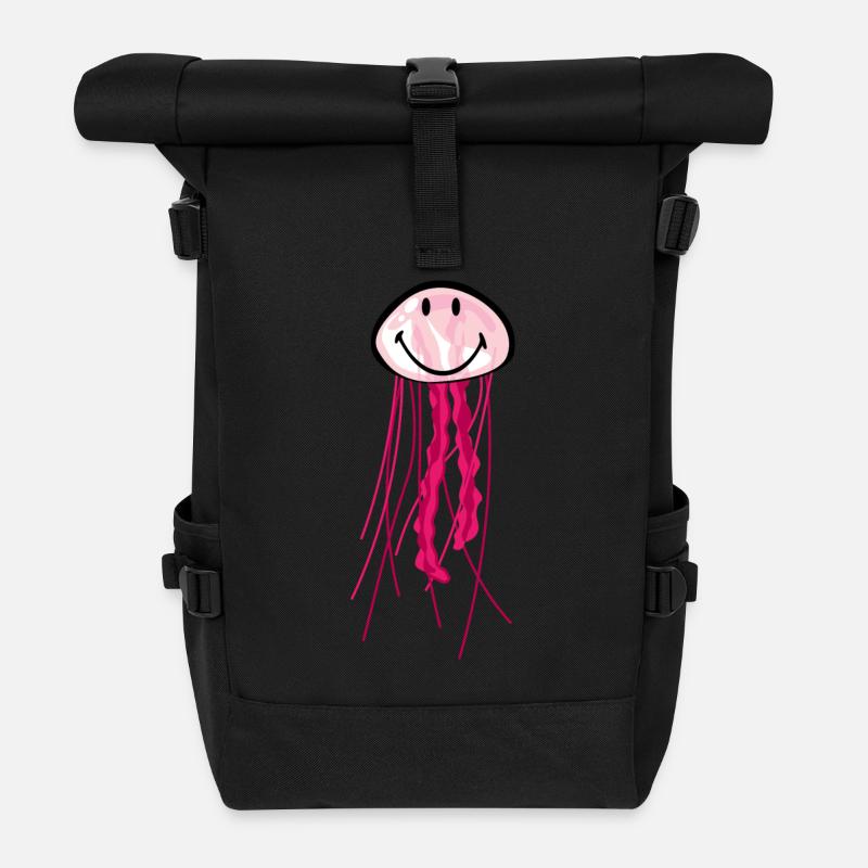 Smiley Jellyfish - Rolltop Rucksack - Schwarz