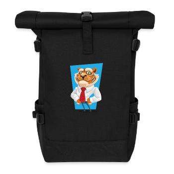 tiger in suit - Roll Top Backpack - black - Front