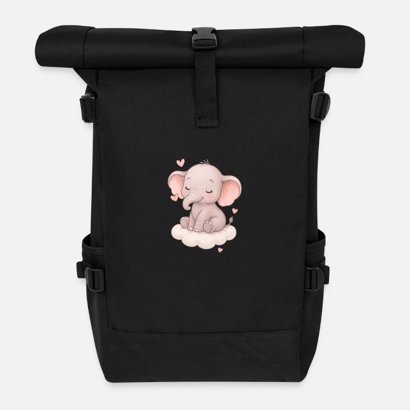 Mignon bébé éléphant - Sac à dos roll top - noir