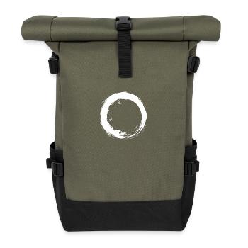 Circle Design Vector New Variation Round White - Roll Top Backpack - olive/black - Front