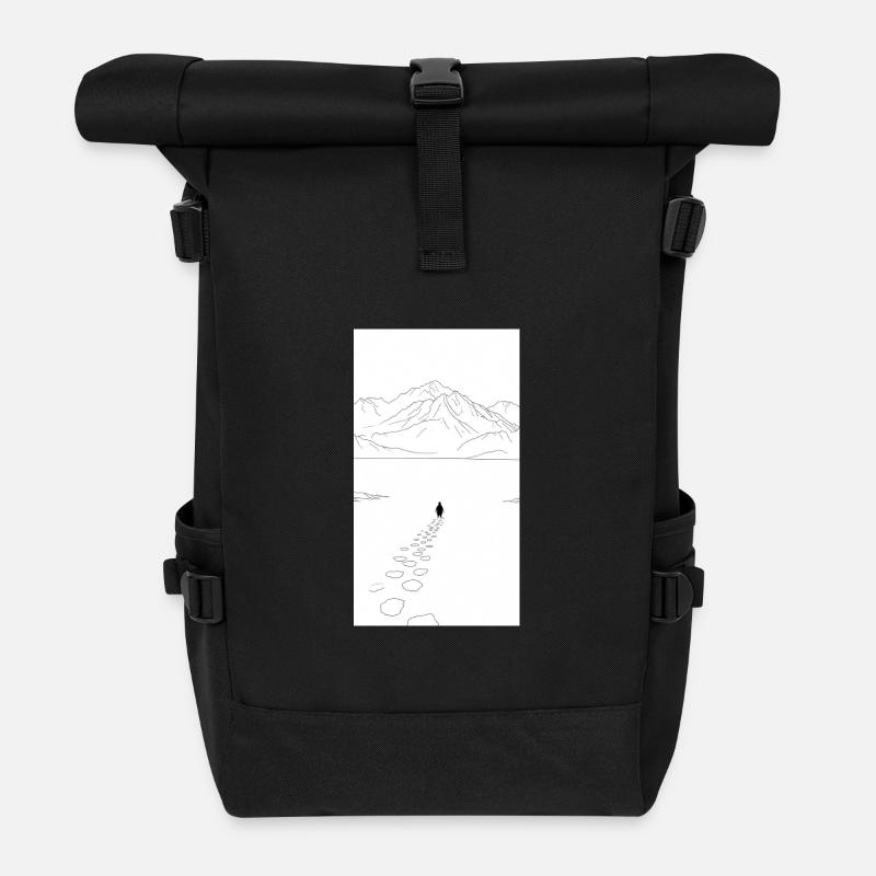 Marche solitaire vers les montagnes - Sac à dos roll top - noir