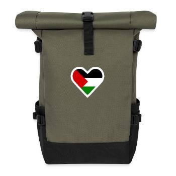 Free palestine herz - Rolltop Rucksack - Olive/Schwarz - Vorne