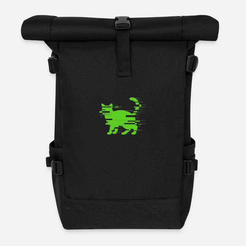 Glitch Chat - Sac à dos roll top - noir