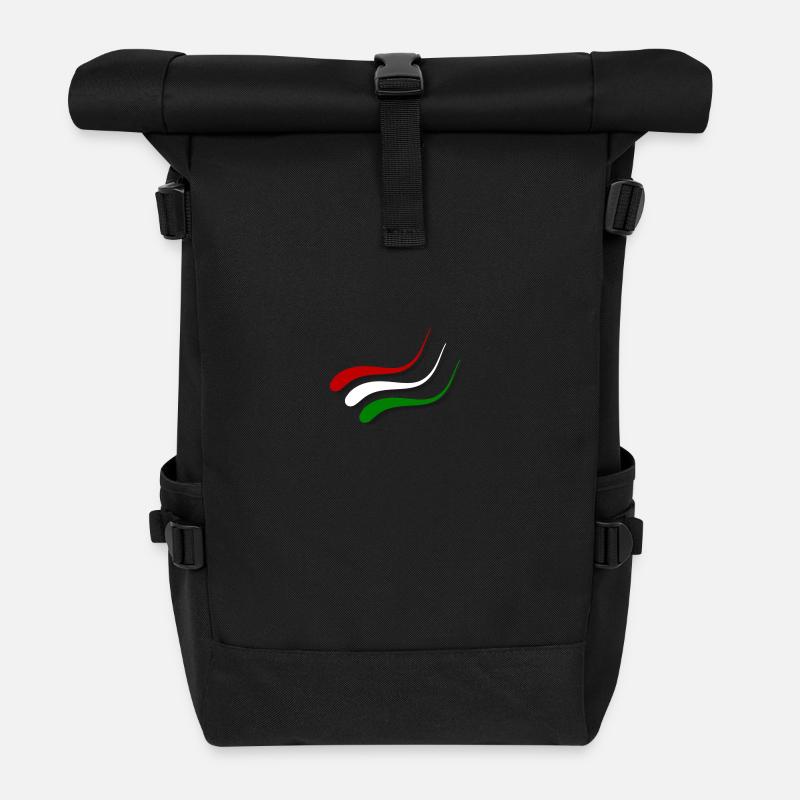 Ungarn-Fahne als Welle - Rolltop Rucksack - Schwarz