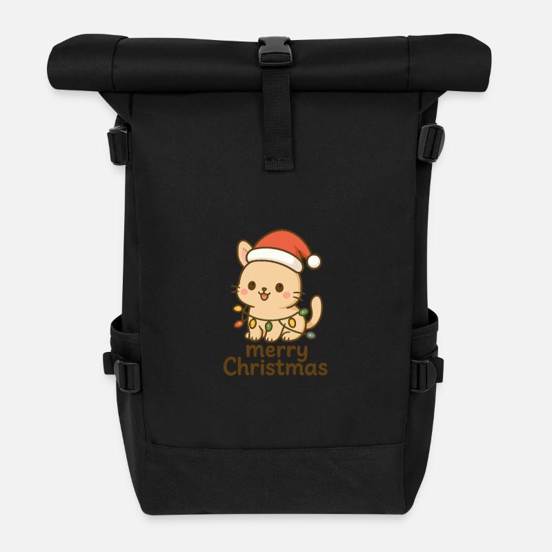 Das Kaninchen feiert Weihnachten - Rolltop Rucksack - Schwarz