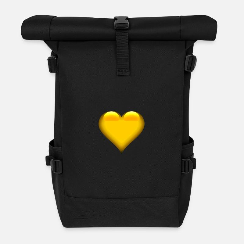 Goldenes Herz Emblem - Rolltop Rucksack - Schwarz