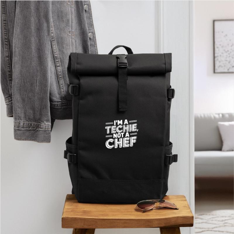 Techie Not a Chef Technician IT Programmer Roll Top Backpack