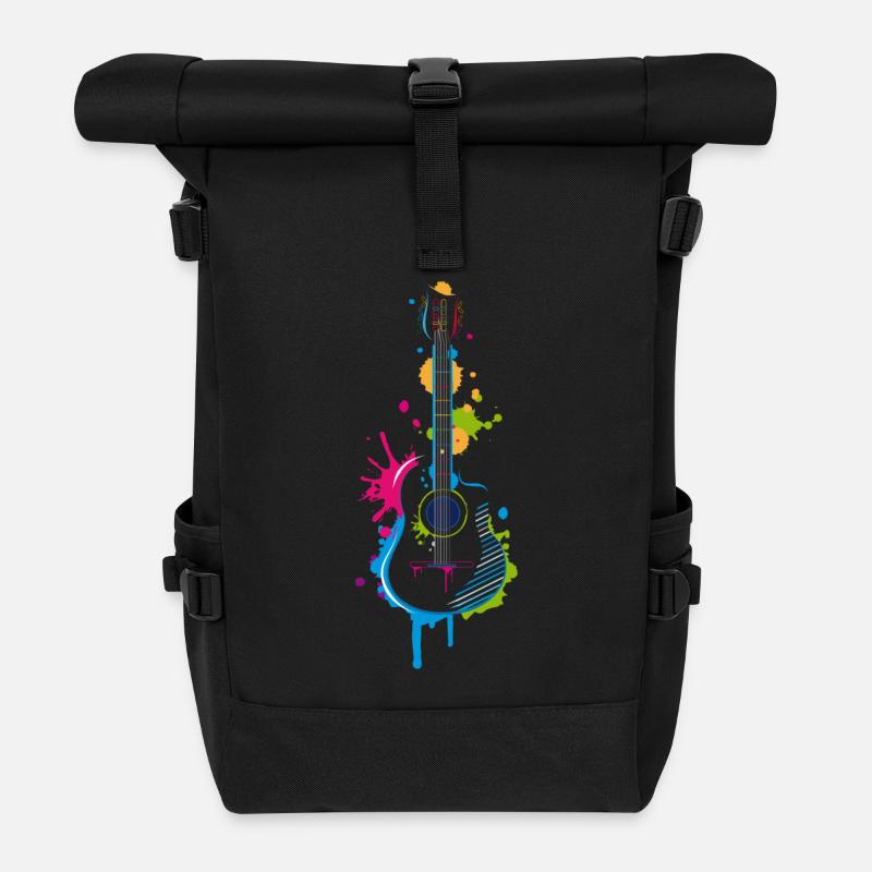 Graffiti guitar - Roll Top Backpack - black