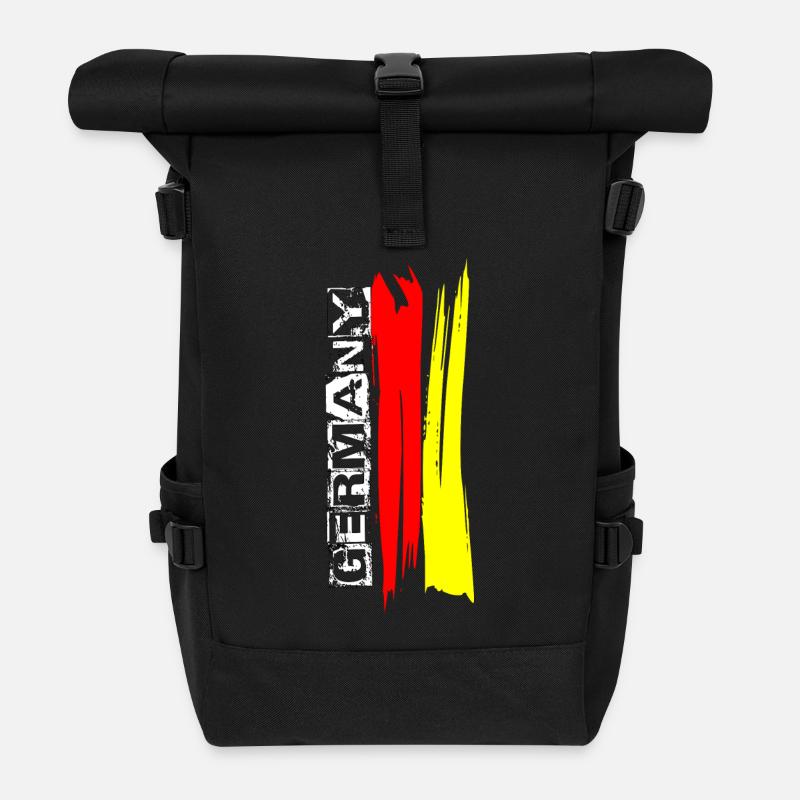 Deutsche Flagge Pinselstreifen - Rolltop Rucksack - Schwarz