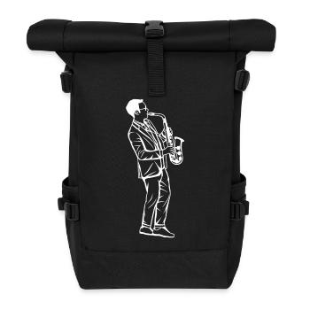 Saxophone Boy Drawing - Roll Top Backpack - black - Front