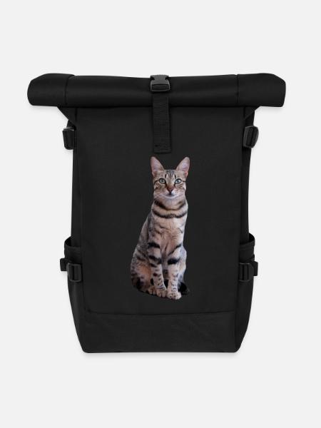 Katze Kätzchen Tigerkatze Katzenshirt Geschenk - Rolltop Rucksack - Schwarz